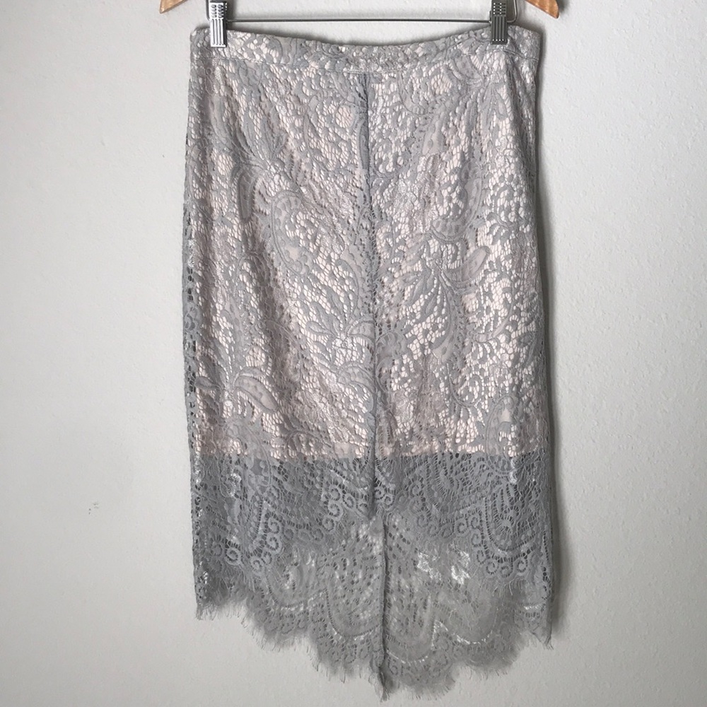 LuLu’s High Low Gray Lace Skirt